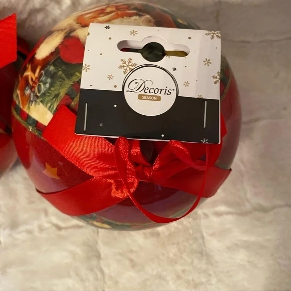 Decoris Christmas Ornament Red Spheres Set of Three Vintage Christmas Decor NWT